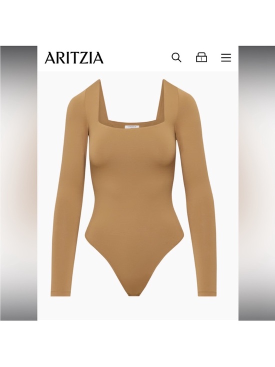 Babaton Tops - Babaton Square Neck Long Sleeve Bodysuit - Camel